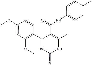 4-(2,4-dimethoxyphenyl)-6-methyl-N-(4-methylphenyl)-2-thioxo-1,2,3,4-tetrahydro-5-pyrimidinecarboxamide 구조식 이미지