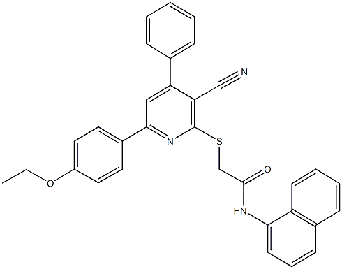2-{[3-cyano-6-(4-ethoxyphenyl)-4-phenyl-2-pyridinyl]sulfanyl}-N-(1-naphthyl)acetamide Structure