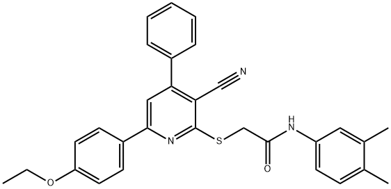 2-{[3-cyano-6-(4-ethoxyphenyl)-4-phenyl-2-pyridinyl]sulfanyl}-N-(3,4-dimethylphenyl)acetamide Structure
