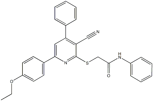 2-{[3-cyano-6-(4-ethoxyphenyl)-4-phenyl-2-pyridinyl]sulfanyl}-N-phenylacetamide Structure