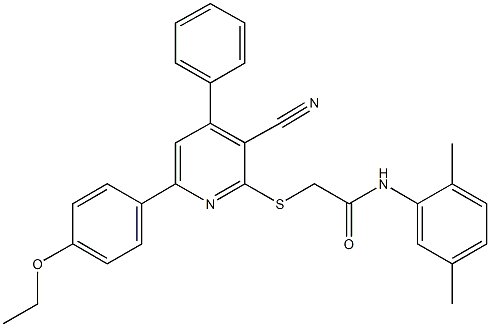 2-{[3-cyano-6-(4-ethoxyphenyl)-4-phenyl-2-pyridinyl]sulfanyl}-N-(2,5-dimethylphenyl)acetamide 구조식 이미지