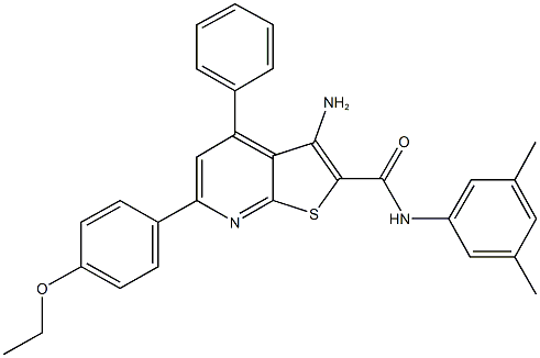 3-amino-N-(3,5-dimethylphenyl)-6-(4-ethoxyphenyl)-4-phenylthieno[2,3-b]pyridine-2-carboxamide 구조식 이미지