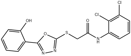N-(2,3-dichlorophenyl)-2-{[5-(2-hydroxyphenyl)-1,3,4-oxadiazol-2-yl]sulfanyl}acetamide 구조식 이미지