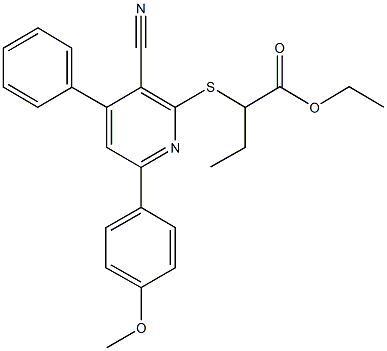 ethyl 2-{[3-cyano-6-(4-methoxyphenyl)-4-phenyl-2-pyridinyl]sulfanyl}butanoate 구조식 이미지