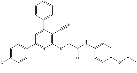 2-{[3-cyano-6-(4-methoxyphenyl)-4-phenyl-2-pyridinyl]sulfanyl}-N-(4-ethoxyphenyl)acetamide 구조식 이미지