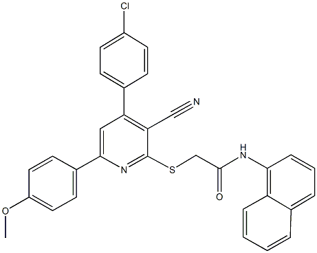2-{[4-(4-chlorophenyl)-3-cyano-6-(4-methoxyphenyl)-2-pyridinyl]sulfanyl}-N-(1-naphthyl)acetamide Structure