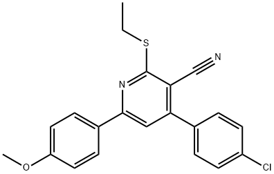 4-(4-chlorophenyl)-2-(ethylsulfanyl)-6-(4-methoxyphenyl)nicotinonitrile Structure