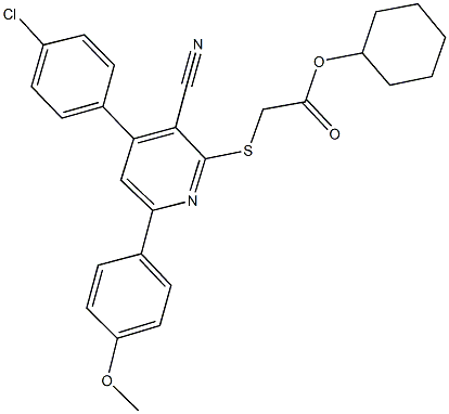 cyclohexyl {[4-(4-chlorophenyl)-3-cyano-6-(4-methoxyphenyl)-2-pyridinyl]sulfanyl}acetate 구조식 이미지