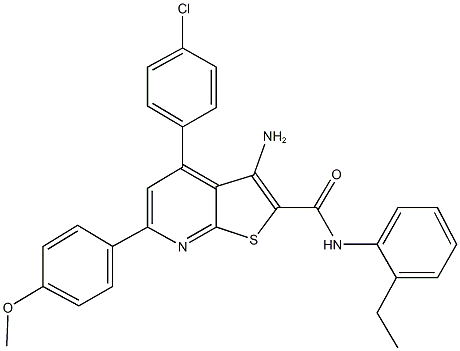 3-amino-4-(4-chlorophenyl)-N-(2-ethylphenyl)-6-(4-methoxyphenyl)thieno[2,3-b]pyridine-2-carboxamide 구조식 이미지