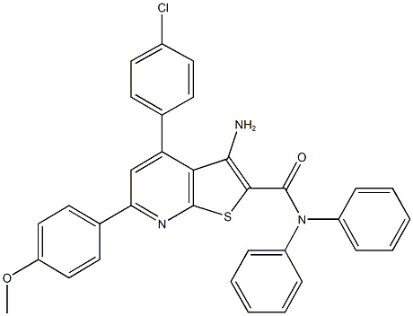 3-amino-4-(4-chlorophenyl)-6-(4-methoxyphenyl)-N,N-diphenylthieno[2,3-b]pyridine-2-carboxamide Structure