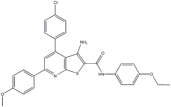 3-amino-4-(4-chlorophenyl)-N-(4-ethoxyphenyl)-6-(4-methoxyphenyl)thieno[2,3-b]pyridine-2-carboxamide Structure