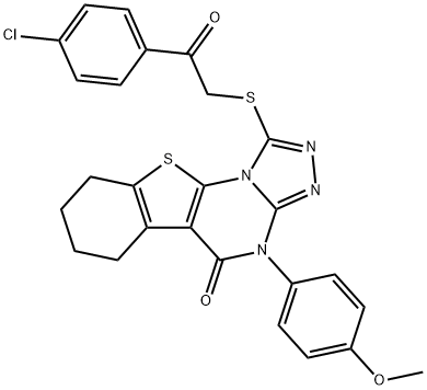 1-{[2-(4-chlorophenyl)-2-oxoethyl]sulfanyl}-4-(4-methoxyphenyl)-6,7,8,9-tetrahydro[1]benzothieno[3,2-e][1,2,4]triazolo[4,3-a]pyrimidin-5(4H)-one 구조식 이미지