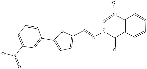 2-nitro-N'-[(5-{3-nitrophenyl}-2-furyl)methylene]benzohydrazide 구조식 이미지