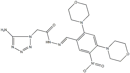 2-(5-amino-1H-tetraazol-1-yl)-N'-[5-nitro-2,4-di(4-morpholinyl)benzylidene]acetohydrazide 구조식 이미지