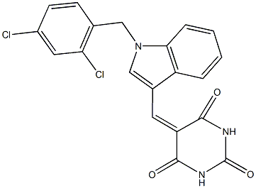 5-{[1-(2,4-dichlorobenzyl)-1H-indol-3-yl]methylene}-2,4,6(1H,3H,5H)-pyrimidinetrione Structure