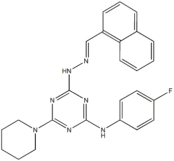 1-naphthaldehyde [4-(4-fluoroanilino)-6-piperidin-1-yl-1,3,5-triazin-2-yl]hydrazone 구조식 이미지