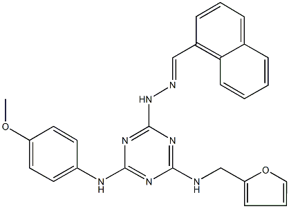 1-naphthaldehyde [4-[(2-furylmethyl)amino]-6-(4-methoxyanilino)-1,3,5-triazin-2-yl]hydrazone 구조식 이미지