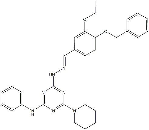 4-(benzyloxy)-3-ethoxybenzaldehyde [4-anilino-6-(1-piperidinyl)-1,3,5-triazin-2-yl]hydrazone 구조식 이미지