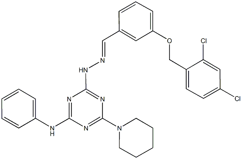 3-[(2,4-dichlorobenzyl)oxy]benzaldehyde [4-anilino-6-(1-piperidinyl)-1,3,5-triazin-2-yl]hydrazone 구조식 이미지