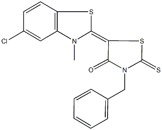 3-benzyl-5-(5-chloro-3-methyl-1,3-benzothiazol-2(3H)-ylidene)-2-thioxo-1,3-thiazolidin-4-one Structure