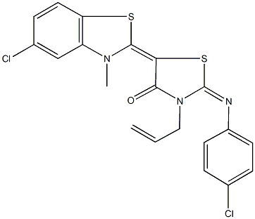 3-allyl-5-(5-chloro-3-methyl-1,3-benzothiazol-2(3H)-ylidene)-2-[(4-chlorophenyl)imino]-1,3-thiazolidin-4-one 구조식 이미지