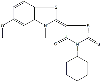 3-cyclohexyl-5-(5-methoxy-3-methyl-1,3-benzothiazol-2(3H)-ylidene)-2-thioxo-1,3-thiazolidin-4-one Structure