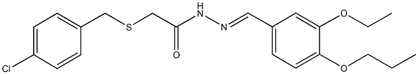 2-[(4-chlorobenzyl)sulfanyl]-N'-(3-ethoxy-4-propoxybenzylidene)acetohydrazide 구조식 이미지