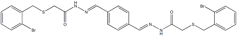 2-[(2-bromobenzyl)sulfanyl]-N'-[4-(2-{[(2-bromobenzyl)sulfanyl]acetyl}carbohydrazonoyl)benzylidene]acetohydrazide Structure