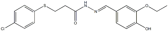 3-[(4-chlorophenyl)sulfanyl]-N'-(3-ethoxy-4-hydroxybenzylidene)propanohydrazide Structure