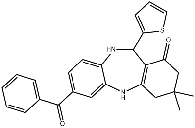 7-benzoyl-3,3-dimethyl-11-(2-thienyl)-2,3,4,5,10,11-hexahydro-1H-dibenzo[b,e][1,4]diazepin-1-one Structure