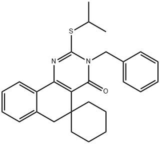 3-benzyl-2-(isopropylsulfanyl)-5,6-dihydrospiro(benzo[h]quinazoline-5,1'-cyclohexane)-4(3H)-one Structure