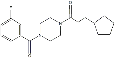 1-(3-cyclopentylpropanoyl)-4-(3-fluorobenzoyl)piperazine 구조식 이미지