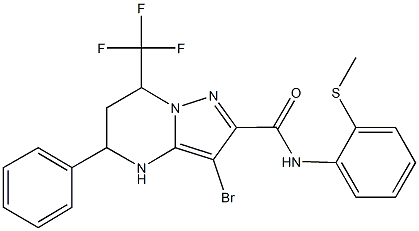 3-bromo-N-[2-(methylsulfanyl)phenyl]-5-phenyl-7-(trifluoromethyl)-4,5,6,7-tetrahydropyrazolo[1,5-a]pyrimidine-2-carboxamide 구조식 이미지
