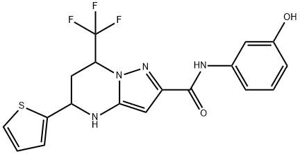 N-(3-hydroxyphenyl)-5-(2-thienyl)-7-(trifluoromethyl)-4,5,6,7-tetrahydropyrazolo[1,5-a]pyrimidine-2-carboxamide 구조식 이미지
