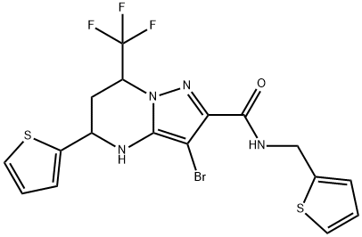 3-bromo-5-(2-thienyl)-N-(2-thienylmethyl)-7-(trifluoromethyl)-4,5,6,7-tetrahydropyrazolo[1,5-a]pyrimidine-2-carboxamide Structure