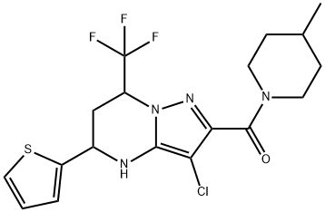 3-chloro-2-[(4-methyl-1-piperidinyl)carbonyl]-5-(2-thienyl)-7-(trifluoromethyl)-4,5,6,7-tetrahydropyrazolo[1,5-a]pyrimidine Structure