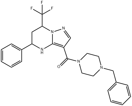 3-[(4-benzyl-1-piperazinyl)carbonyl]-5-phenyl-7-(trifluoromethyl)-4,5,6,7-tetrahydropyrazolo[1,5-a]pyrimidine Structure
