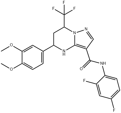 N-(2,4-difluorophenyl)-5-(3,4-dimethoxyphenyl)-7-(trifluoromethyl)-4,5,6,7-tetrahydropyrazolo[1,5-a]pyrimidine-3-carboxamide 구조식 이미지