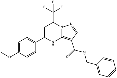 N-benzyl-5-(4-methoxyphenyl)-7-(trifluoromethyl)-4,5,6,7-tetrahydropyrazolo[1,5-a]pyrimidine-3-carboxamide Structure