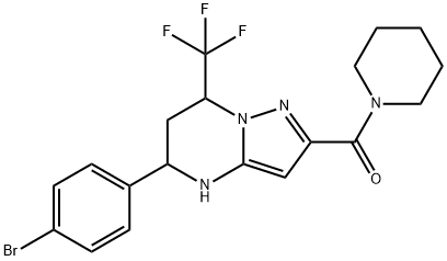 5-(4-bromophenyl)-2-(1-piperidinylcarbonyl)-7-(trifluoromethyl)-4,5,6,7-tetrahydropyrazolo[1,5-a]pyrimidine Structure