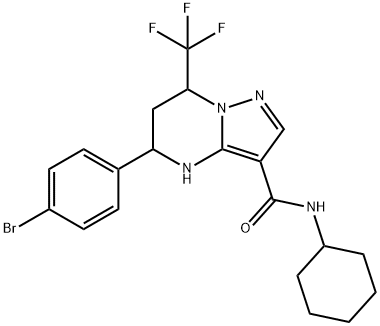 5-(4-bromophenyl)-N-cyclohexyl-7-(trifluoromethyl)-4,5,6,7-tetrahydropyrazolo[1,5-a]pyrimidine-3-carboxamide 구조식 이미지