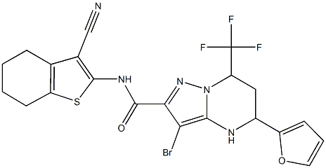 3-bromo-N-(3-cyano-4,5,6,7-tetrahydro-1-benzothien-2-yl)-5-(2-furyl)-7-(trifluoromethyl)-4,5,6,7-tetrahydropyrazolo[1,5-a]pyrimidine-2-carboxamide Structure