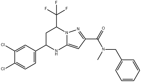 N-benzyl-5-(3,4-dichlorophenyl)-N-methyl-7-(trifluoromethyl)-4,5,6,7-tetrahydropyrazolo[1,5-a]pyrimidine-2-carboxamide Structure
