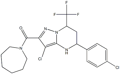 2-(azepan-1-ylcarbonyl)-3-chloro-5-(4-chlorophenyl)-7-(trifluoromethyl)-4,5,6,7-tetrahydropyrazolo[1,5-a]pyrimidine Structure