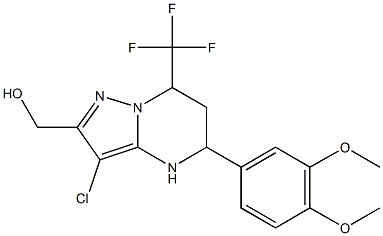 [3-chloro-5-(3,4-dimethoxyphenyl)-7-(trifluoromethyl)-4,5,6,7-tetrahydropyrazolo[1,5-a]pyrimidin-2-yl]methanol 구조식 이미지