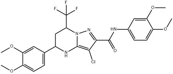 3-chloro-N,5-bis(3,4-dimethoxyphenyl)-7-(trifluoromethyl)-4,5,6,7-tetrahydropyrazolo[1,5-a]pyrimidine-2-carboxamide Structure