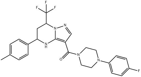 3-{[4-(4-fluorophenyl)piperazin-1-yl]carbonyl}-5-(4-methylphenyl)-7-(trifluoromethyl)-4,5,6,7-tetrahydropyrazolo[1,5-a]pyrimidine Structure