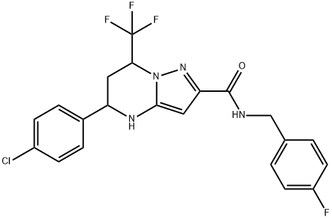 5-(4-chlorophenyl)-N-(4-fluorobenzyl)-7-(trifluoromethyl)-4,5,6,7-tetrahydropyrazolo[1,5-a]pyrimidine-2-carboxamide Structure