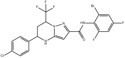 N-(2-bromo-4,6-difluorophenyl)-5-(4-chlorophenyl)-7-(trifluoromethyl)-4,5,6,7-tetrahydropyrazolo[1,5-a]pyrimidine-2-carboxamide Structure