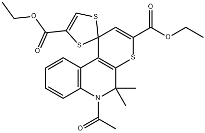 diethyl 6'-acetyl-5',5'-dimethyl-5',6'-dihydrospiro[1,3-dithiole-2,1'-(1'H)-thiopyrano[2,3-c]quinoline]-3',4-dicarboxylate Structure